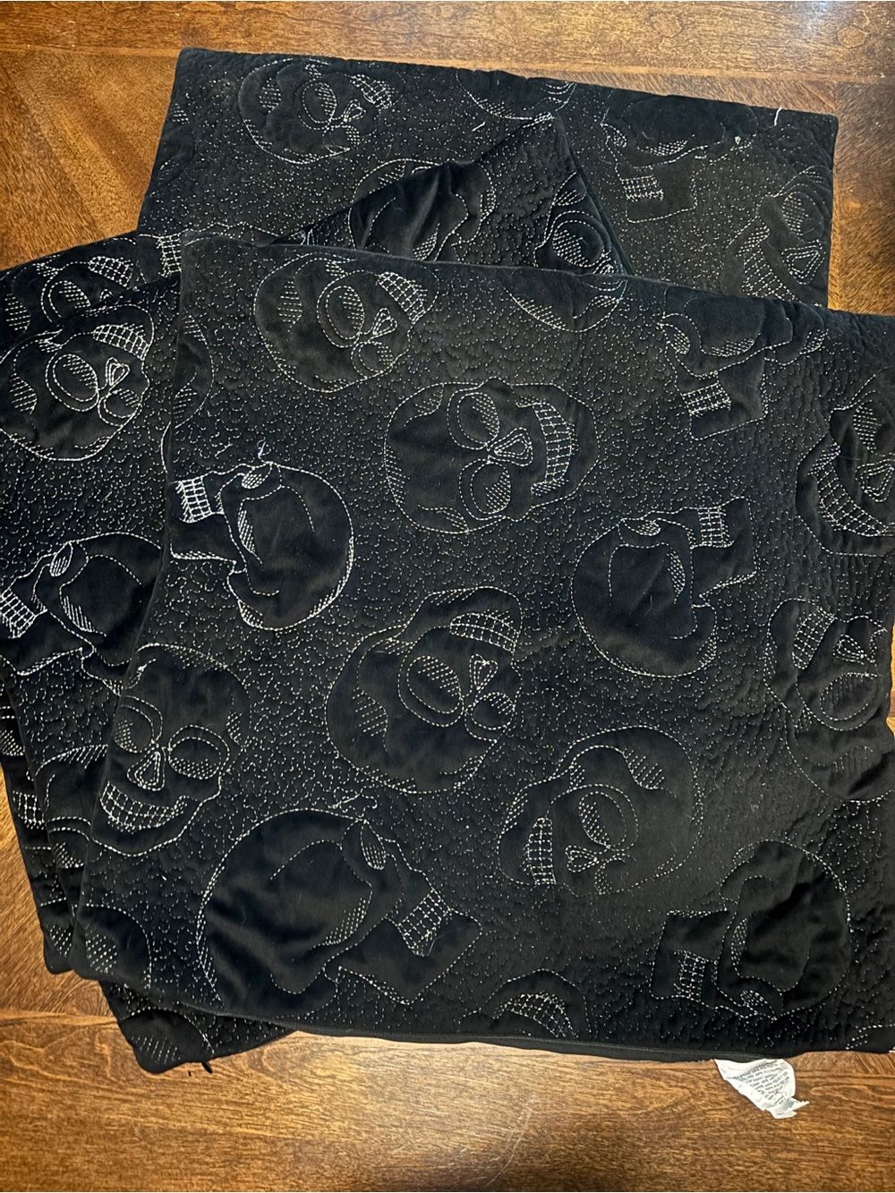 Cynthia Rowley “Curious” Black Quilted Silver Embroidered Pillow Covers-Set of 4